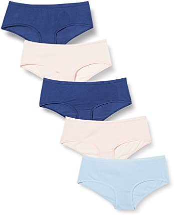 Iris & Lilly Women's Cotton Cheeky Hipster Knickers, Pack of 5