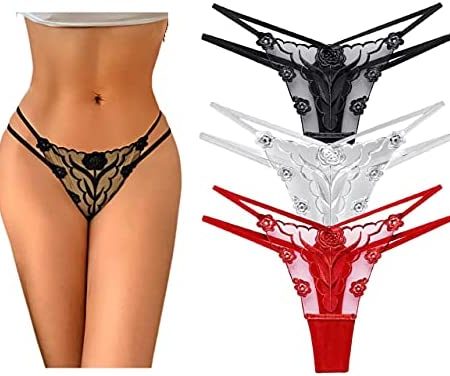 Women Mesh Thong Floral G-string Panties Sexy Knickers Lingerie Underwear 3/7 Pack
