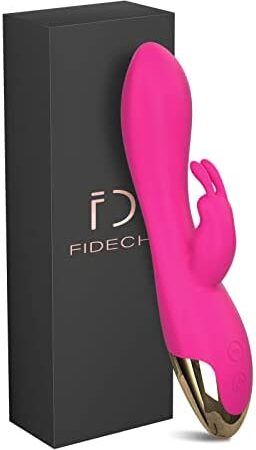 FIDECH G Spot Rabbit Vibrator, Sex Toys for Clitoris G-spot Stimulation,Waterproof Dildo Vibrator with 9 Powerful Vibrations Dual Motor Stimulator for Women or Couple Fun