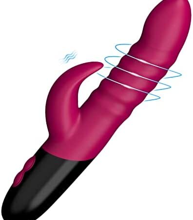 G Spot Rabbit Vibrator with Dual Motor for Clitoris Stimulation, Vibrating Ball Clit Stimulator Dildo Vibrators with 12 Vibration Modes Rechargeable for Women Adult Sex Toys (Burgundy)