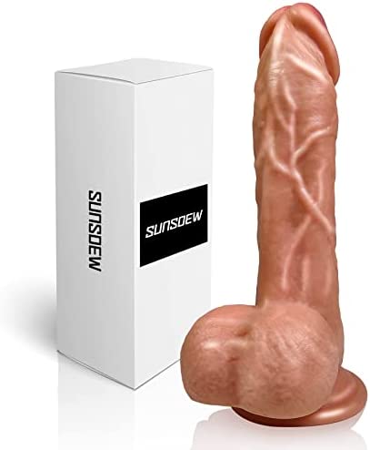 Realistic Dildo for Beginners Lifelike Huge Silicone Dildo, with Strong Suction Cup for Hands-Free Play, Realistic Penis for G-Spot Stimulation Dildos Anal Sex Toys for Women and Couple 7.8" (Brown)