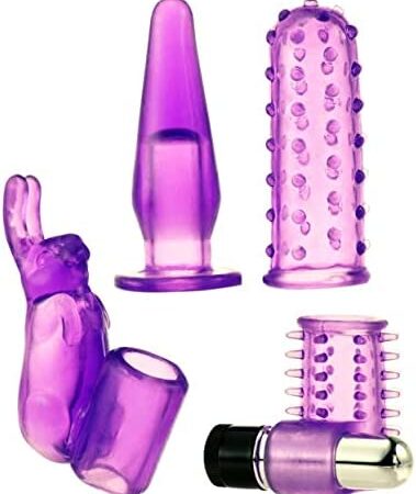 Kinx 4 Play Couples Kit Bullet Vibrator with Attachments 1.5 Inch, Purple, 1 ct