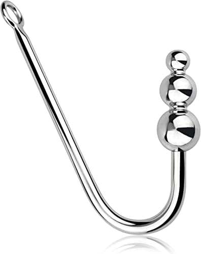 Stainless Steel Anal Hook, Buttplug Hook Fetish with 3 Interchangeable Heart Balls Anal Sex Toys Slave for Lovers Couple Gay Lesbian Unisex