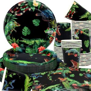 Obussgar Reptile Birthday Party Decorations - Reptile Party Supplies including Plates, Cups, Napkins for reptile party decorations (40)