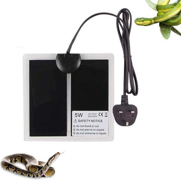 XIEHUZA Reptile Heating Mat with Temperature Adjustment, Waterproof Reptile Heat Pad Under Tank Terrarium Heater for Amphibians, Small Animals, Seeding (5W - 5.9 x 5.9 IN)