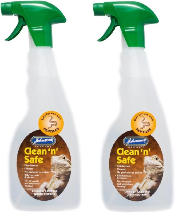 2 PACK JOHNSONS VETERINARY CLEAN REPTILE SPRAY REPTILE AMPHIBIAN VIVARIUM DISINFECTANT CLEANER 500ML