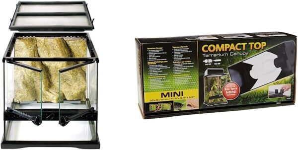 Exo Terra Glass Natural Terrarium, Mini/Wide, 30 x 30 x 30 cm & Compact Top, terrarium cover, mini, for 1 lamp, with reflector, 30 x 9 x 15 cm, socket E27