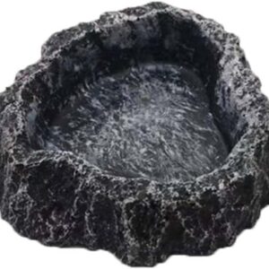 HDONONGYIRO Reptile Pets Water Dish Bowl Food Bowl Rock Reptile Feeding Bowl Reptile Feeding Bowl Water Rock Dish Durable Resin Dish Lizard Feeder for Tortoise Lizard Chameleon Gecko