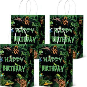 Kreatwow Reptile Party Bags Supplies Reptile Party Favor Bags for Boys Girls 16pcs Reptiles Birthday Birthday Party Supplies Gift Treat Goody Bags Safari Animals Lizard Snake Alligator