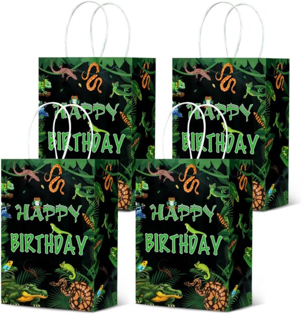 Kreatwow Reptile Party Bags Supplies Reptile Party Favor Bags for Boys Girls 16pcs Reptiles Birthday Birthday Party Supplies Gift Treat Goody Bags Safari Animals Lizard Snake Alligator