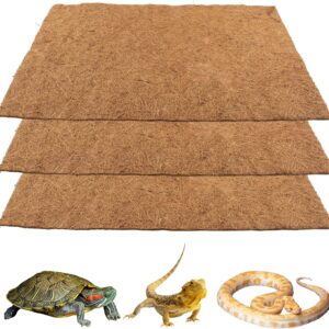 Reptile Carpet Coconut Fiber, 3 Rolls 50 * 30cm/19.7" x 11.8" Natural Reptile Carpet Terrarium Liner Bedding Reptile Substrate Mat Supplies for Bearded Dragon Leopard Gecko Iguana Lizard Snake Turtle