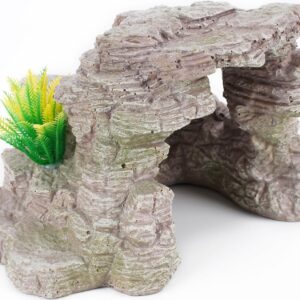 Reptile Cave Hideout Habitat, Great for Bearded Dragons, Leopard Geckos, Lizards, Turtles, Snakes, Frogs, Scorpions, Spiders and Other Reptiles, Amphibians (E - Medium)