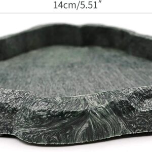 Reptile Water Bowl, Reptile Water Dish Resin Rock Turtle Water Dish, for Tortoise Lizard Spider Snake Water Bowl (S)