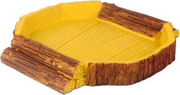 SENZEAL Tortoise Water Dish Resin Reptile Water Dish Food Bowl Reptile Feeding Bowl Yellow