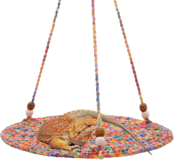 Tocwick Reptile Hammock Swing Hanging Bed, Cute Bearded Dragon Swing Toy, Cotton Lizard Summer Bed for Reptile, Cage Accessories for Leopard Gecko Small Animal