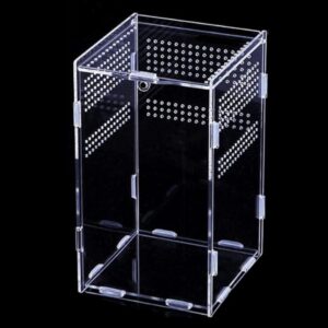 Topspitgo Tarantula Enclosure,Acrylic Transparent Terrarium,Stick Insect Enclosure,Reptile Breeding Box for Jumping Spider,Tarantula,Mantis,Snails,Spide,Scorpion,Centipede,Beetle (12x12x20cm)