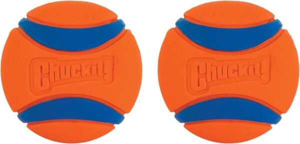 ChuckIt! Ultra Ball Dog Toy, Durable High Bounce Floating Rubber Dog Ball, Launcher Compatible Toy For Dogs, Medium (Pack of 2)