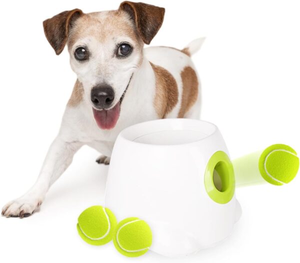 ALL FOR PAWS Automatic Dog Ball Launcher, Interactive Dog Tennis Ball Thrower, Interactive Puppy Pet Fetch Toy, Mini Dog Ball Throwing Machine for Small and Medium Dogs, Includes 3pcs 2" Tennis Balls