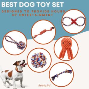 Belcka Dog Rope Toy 6pcs, Dog Tug Toys for Small Medium Dogs, Knot Rope Toys for Chewers, Dog Toys for Boredom, Puppy Toys from 8 Weeks, Puppy Teething Toys, Rope Tug Toys, Dog Birthday