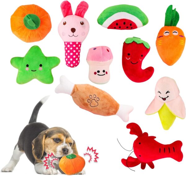 Glaublieb 10 PCS Squeak Toys for Dog, Cute Soft Interactive Plush Dog Toys for Small and Medium Dogs to Alleviate Boredom, Up to 12 kg (10pcs)