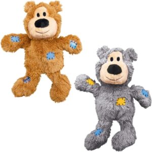 KONG Wild Knots Bears - Pack of 2 - Light Brown & Grey - Small/Medium Size