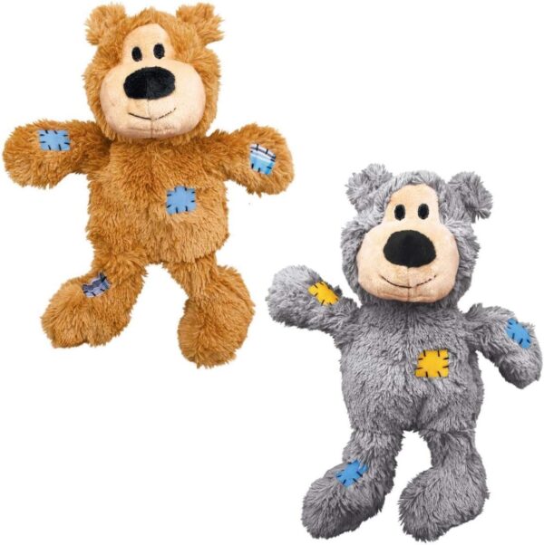 KONG Wild Knots Bears - Pack of 2 - Light Brown & Grey - Small/Medium Size