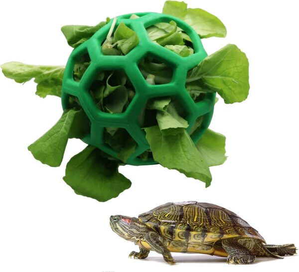 LODCZIOE Tortoise Treat Ball Toy Hay Feeder Ball, Feeding Grass Ball for Tortoise Turtle, Fruit Vegetable Feeder Holder Foraging Toy for Small Animals Pet