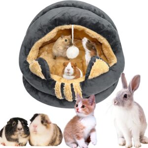 Large Guinea Pig Bed Rabbit Hamster House Toys Hideaway Small Animal Pet Soft Nest Non Slip Hedgehog House with Removable Pad, Cave Cozy Rabbit Hamster Beds Hideout for Rat Chinchilla Ferret Gerbil