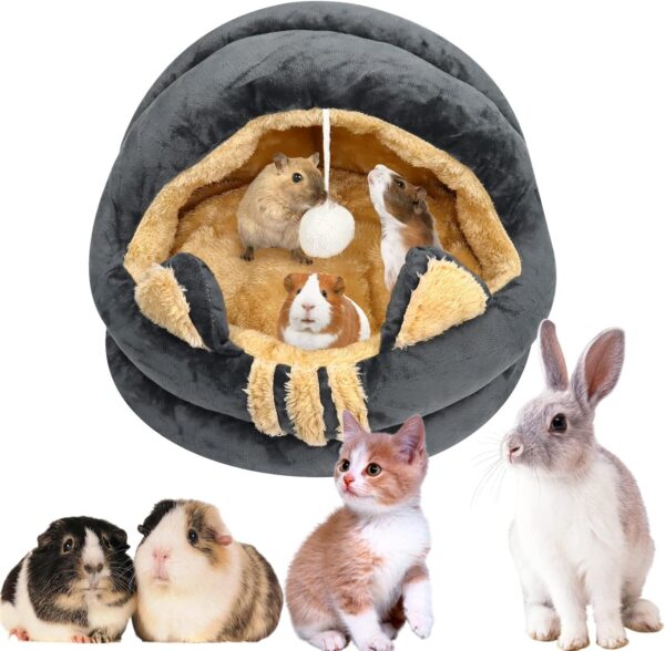 Large Guinea Pig Bed Rabbit Hamster House Toys Hideaway Small Animal Pet Soft Nest Non Slip Hedgehog House with Removable Pad, Cave Cozy Rabbit Hamster Beds Hideout for Rat Chinchilla Ferret Gerbil