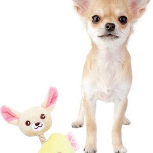 Pet London Chihuahua Character Tiny Dog Toy - Teacup Breed Plush Squeaky Dog Toy For Long & Short Hair Chihuahua Puppy & Adults (Lola (Yellow))