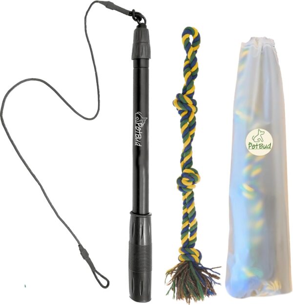 Petbud Flirt Pole Dogs Extra Strong UK | Suitable for Large,Medium,Small Dogs | Extendable Rope Tug Dog Toy | Outdoor and Indoor Use | Heavy Duty Flirt Stick