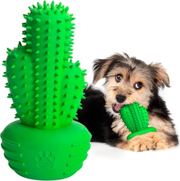 RUCACIO Dog Toys for Small Dogs, Dog Toothbrush Stick Dental Care Teeth Cleaning Toy, Durable Squeaky Dog Chew Toys for Puppy Dog Birthday Gifts