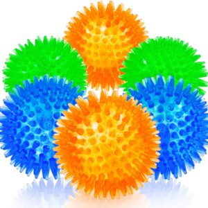 Squeaky Balls for Dogs Small Fetch Balls for Dogs Rubber 6 Pack Bright Colors TPR Puppy Toys Dog Toy Balls Dog Squeaky Toys Spike Ball Dog Chew Toys for Small Dogs Pet Toys for Puppy Teething Toys