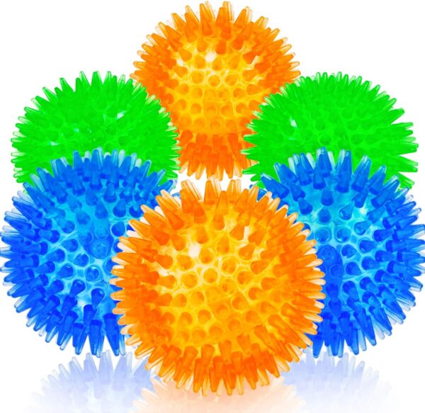 Squeaky Balls for Dogs Small Fetch Balls for Dogs Rubber 6 Pack Bright Colors TPR Puppy Toys Dog Toy Balls Dog Squeaky Toys Spike Ball Dog Chew Toys for Small Dogs Pet Toys for Puppy Teething Toys