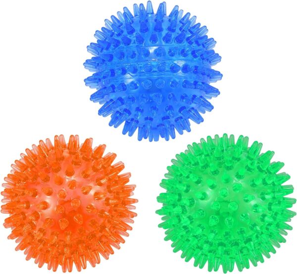 petizer 3-PACK Squeaky Dog Ball Toys ，Dogs Chew Spiky Ball ， Floatable Dog Pool toy,Toss Fetch Toys for Puppy Rubber TPR, Dog Chew Toys for Boredom, Teeth Cleaning for Small and Medium Dogs