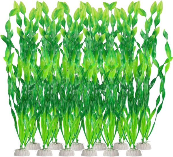 12Pcs Artificial Seaweed Water Plants, Aquarium Decorative Plants, Plastic Fish Tank Plants Decoration for Home and Office Fish Tanks(Green)