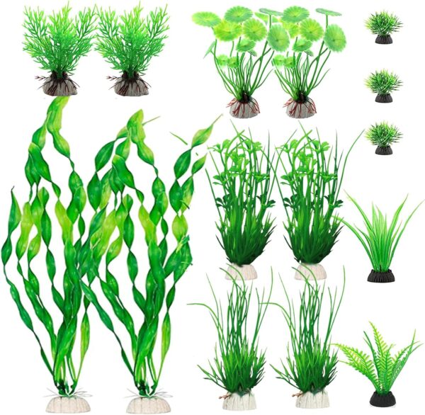 15 Pack Artificial Aquarium Plants, Artificial Plastic Hydroponic Plants Fake Aquatic Plants Artificial Fish Tank Plants for Aquarium Decorations.