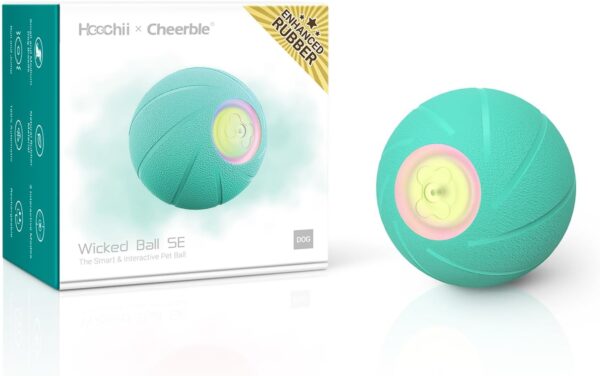 Cheerble【Enhanced Rubber Version Interactive Dog Ball, Self Moving Dog Ball Toy, Wicked Ball for Dogs with 3 Interactive Modes, Smart Dog Toys for Small Dogs, Electric Dog Ball with LED Lights, Green