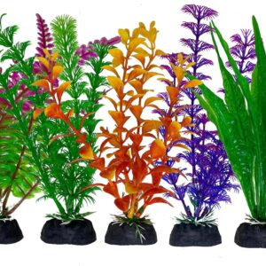 LFYXCW 5Pcs Artificial Plastic Plants Decor Fish Tank Ornament for Aquariums Decorations