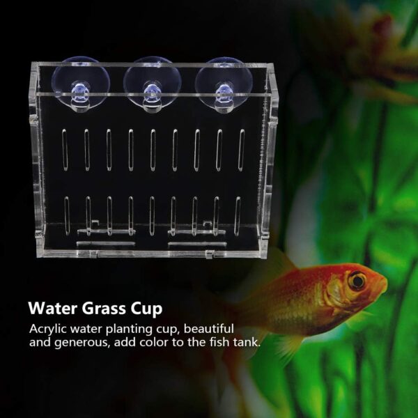 Fish Tank Water Plants Planter Aquarium Plant Water Grass Cup Landscape Plants Cultivation Basin Cup with Suction Cups Acrylic Flowerpot Home Decor