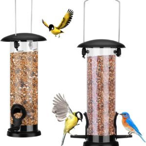 Kungfu Mall 2PCS Bird Feeders Hanging Wild Garden Bird Seed Feeder Hanging Feeders for Small Birds Garden Outdoors Feeding