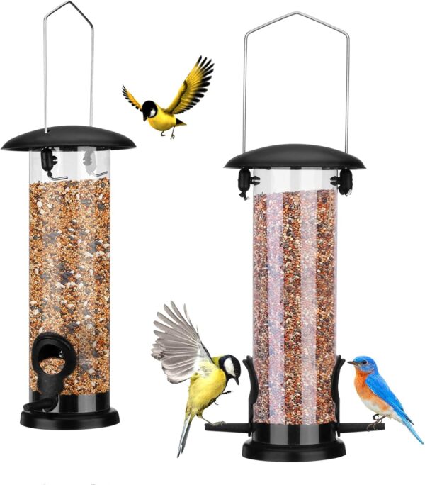 Kungfu Mall 2PCS Bird Feeders Hanging Wild Garden Bird Seed Feeder Hanging Feeders for Small Birds Garden Outdoors Feeding