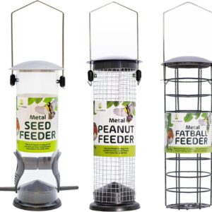 Bird Feeders Set of 3 - Bird Feeders for Small Birds, Bird Seed Feeder for Small Birds, Hanging Bird Feeders for Sunflower Hearts,Fat Balls,Niger Seed,Bird Food