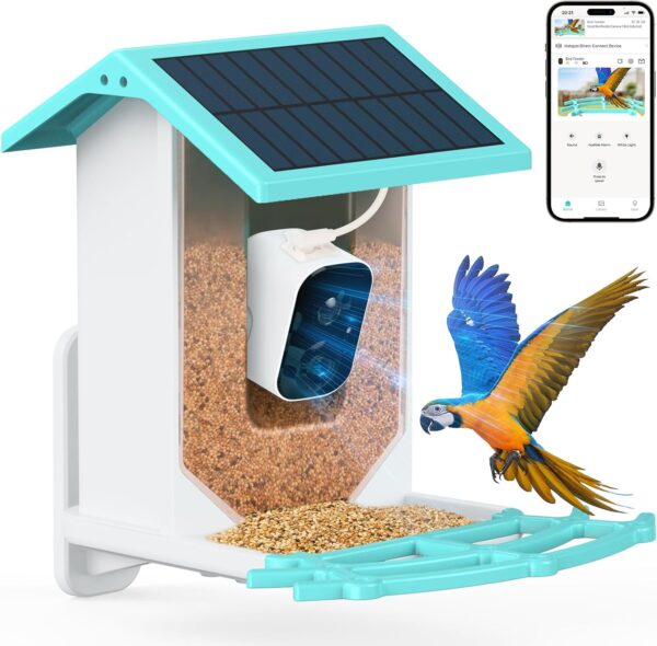 AUXCO Bird Feeder Camera, Newest Solar Bird Feeder with Camera Wireless Outdoor, AI Identify 11000+ Bird Species, 1080P HD Real Time Auto Capture Bird Videos & Notify Video Smart Bird Feeder Camera