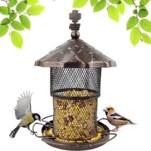 Urban Deco Metal Bird Feeders for Outside Wild Birds Ball Hummingbird Feeder, Squirrel Proof Bird Feeders for Bird Seed Birdfeeders Outside Hanging Decoration Garden Feeder