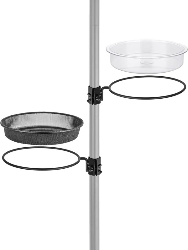 iBorn Bird Feeders Station Water Tray & Mesh Tray with Ring, Bird Feeding Bowl, Fit for 1” Pole Stand Station, for Humming Bird Feeders Outdoor Accessory, for Outside, 5SECOND to Install, 1 Set