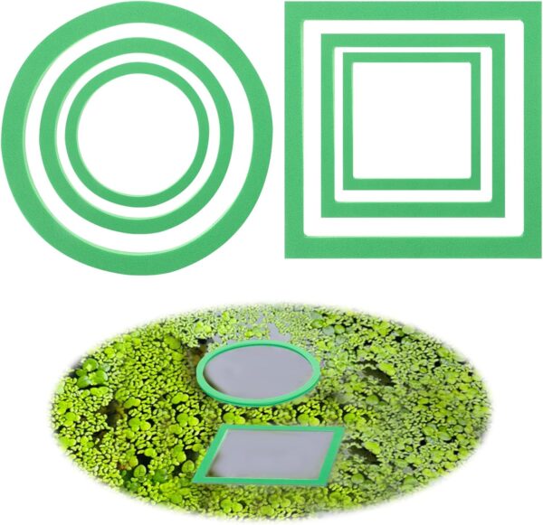 Abeillo 6 PCS Aquarium Floating Plant Rings 6 Size Round & Square Fish Feeding Corral for Keeping Floating Plants in Place (Green)