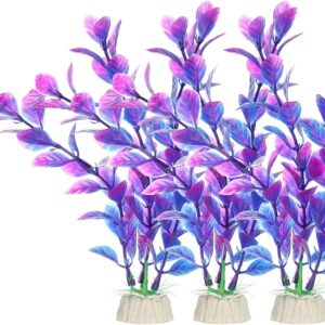 CAPASTEC Aquarium Decoration,Plastic Aquarium Decorations Artificial Plants for Aquarium Fish Tank,7.28Inch(Purple,3Pcs)