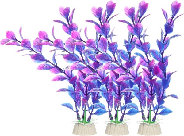 CAPASTEC Aquarium Decoration,Plastic Aquarium Decorations Artificial Plants for Aquarium Fish Tank,7.28Inch(Purple,3Pcs)