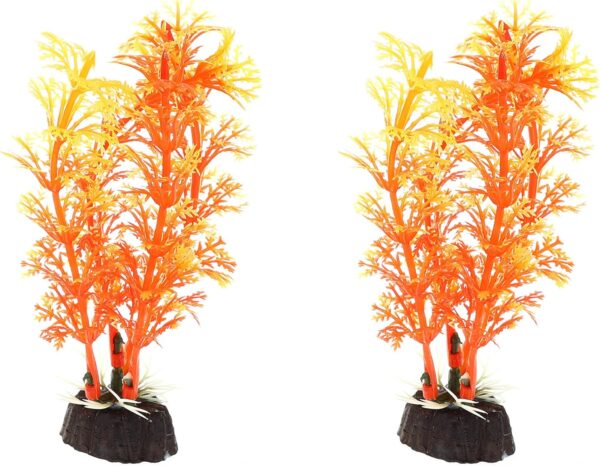 CAPASTEC Aquarium Plastic Plants, Artificial Aquatic Plant for Fish Tank Landscape 4.72 Inch (Orange) 2Pcs